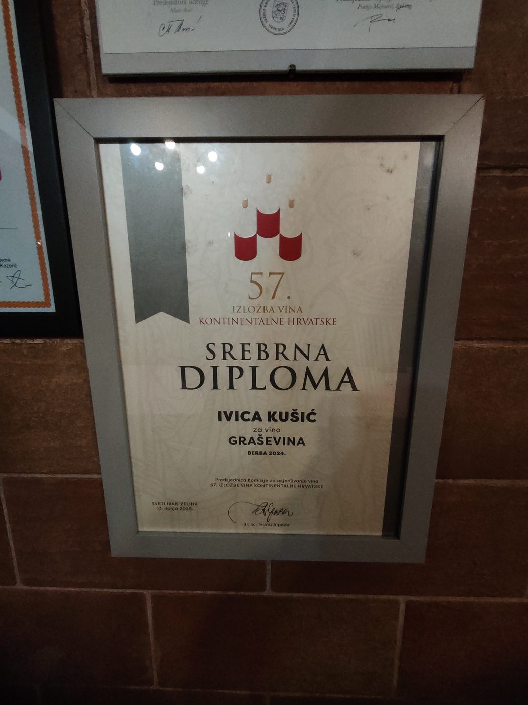 Diploma Vinarije Kušić
