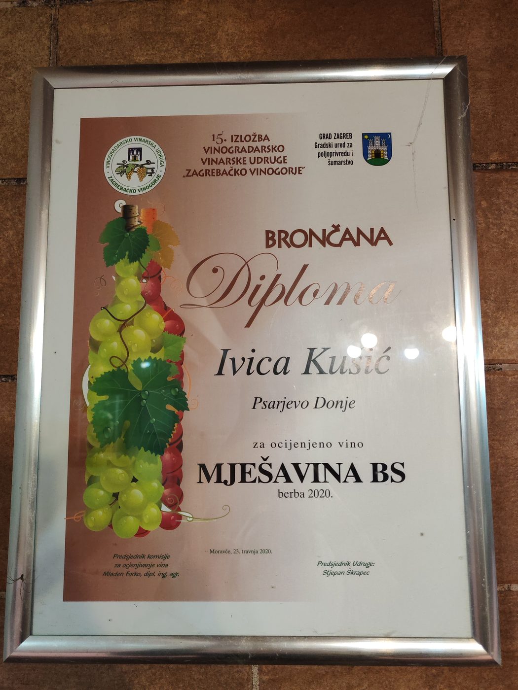 Diploma Vinarije Kušić